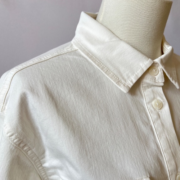 GOOD AMERICAN SHIRT NWT S CLOUD WHITE IVORY WESTERN CASUAL MINIMALIST CLASSIC - Picture 6 of 12